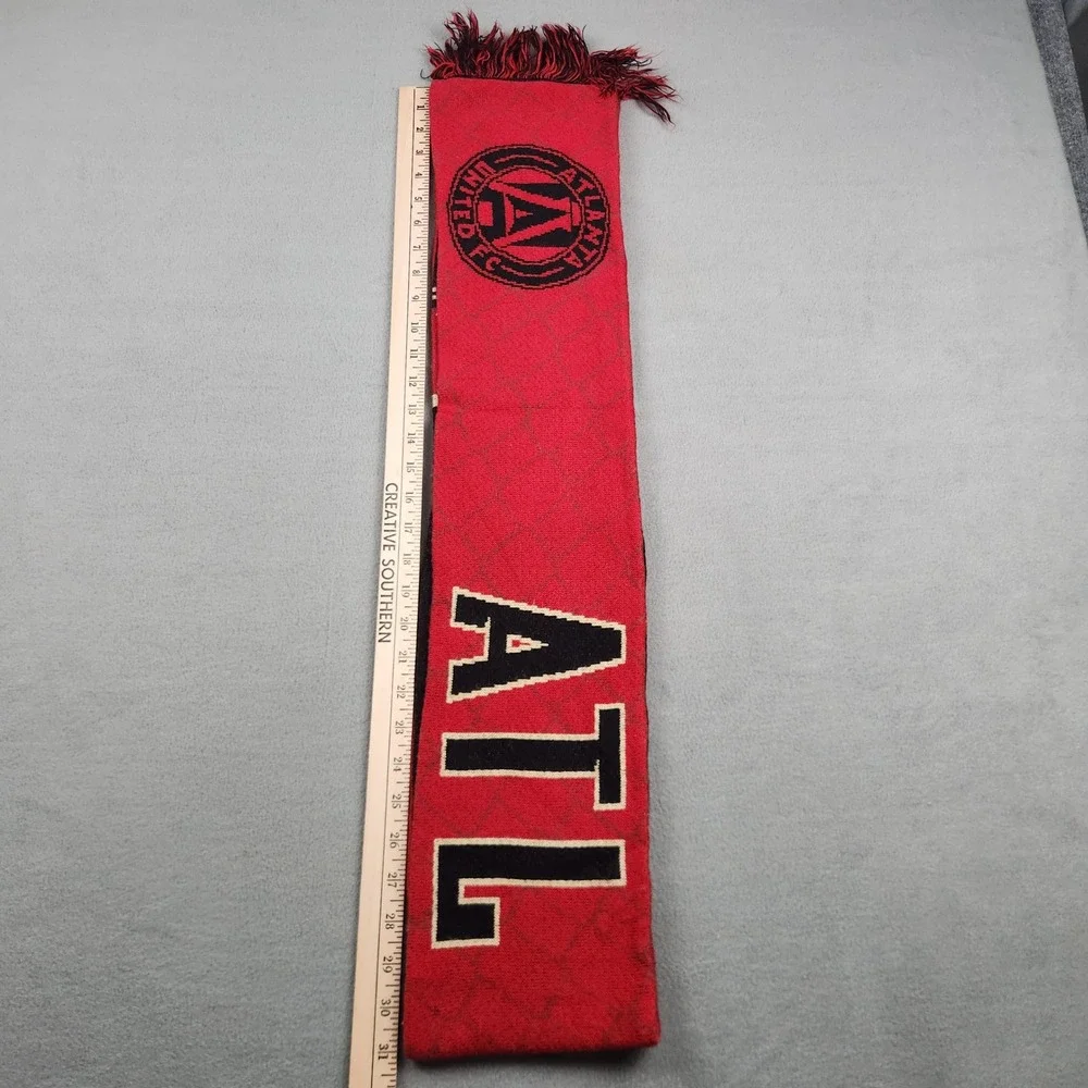 Atlanta United FC MLS Soccer Scarf Red Black Knit ATL UTD Fringe Reversible